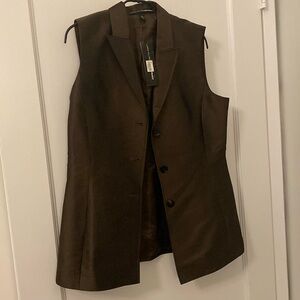 Vintage Linda Allard Ellen Tracy Brown Silk Vest